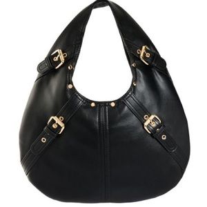 Black Leather Shoulder Buckle Bag New !